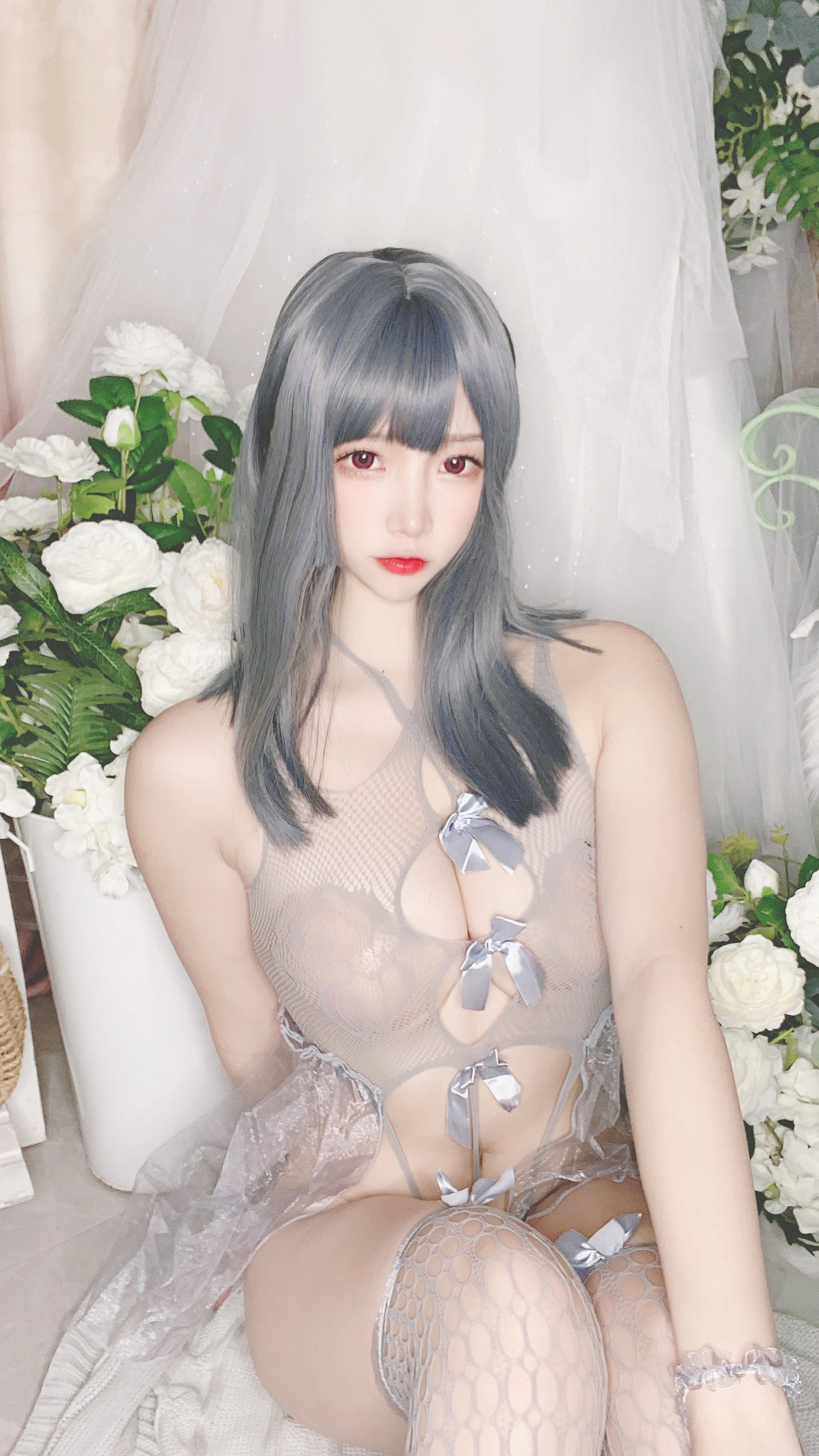 二佐Nisa - NO.087 私房自拍蓝色网状比基尼 1